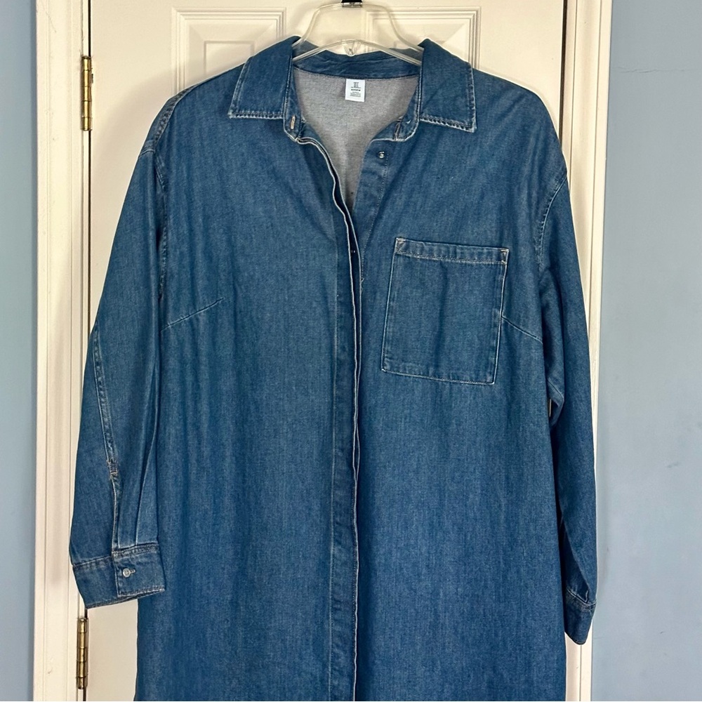 H&M Blue Denim Long Sleeve Dress